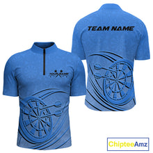 Load image into Gallery viewer, Custom Blue Darts Quarter-Zip Shirts For Men, Blue Dartboard Dart Team Jerseys For Players IPHW9638
