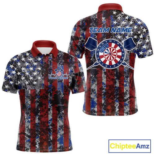 Custom US Flag Camo Patriotic Dart Polo Shirts For Men, Dart Jersey Dart Team Uniform IPHW9695