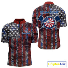 Load image into Gallery viewer, Custom US Flag Camo Patriotic Dart Quarter-Zip Shirts For Men, Dart Jersey Dart Team Uniform IPHW9695