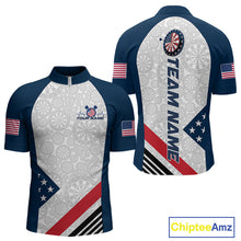 Load image into Gallery viewer, Custom Patriotic Dart Jerseys For Players, US Flag Dart Team Quarter-Zip Shirts For Men IPHW9696