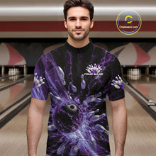 Load image into Gallery viewer, Custom Purple Thunder Lightning Bowling Team Men Quarter-Zip Shirts, Bowling Jerseys IPHW9744