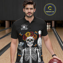 Load image into Gallery viewer, Custom Sugar Skull Bowling Team Men Polo Shirts, Funny Halloween Bowling Outfit IPHW9752