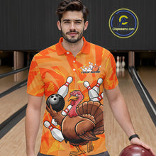 Load image into Gallery viewer, Custom Funny Thanksgiving Turkey Bowling Men Polo Shirts, Bowling League Shirt IPHW9769