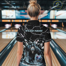 Load image into Gallery viewer, Custom Blue Lightning Grim Reaper Bowling Women Quarter-Zip Shirt, Halloween Outfit IPHW9801