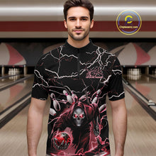 Load image into Gallery viewer, Custom Black And Red Lightning Grim Reaper Bowling Men Quarter-Zip Shirt, Halloween Outfit IPHW9802