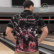 Load image into Gallery viewer, Custom Black And Red Lightning Grim Reaper Bowling Men Quarter-Zip Shirt, Halloween Outfit IPHW9802