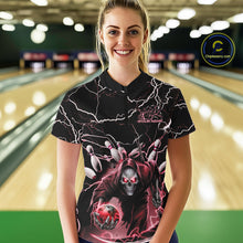 Load image into Gallery viewer, Custom Red Lightning Grim Reaper Bowling Women Quarter-Zip Shirt, Halloween Outfit IPHW9802