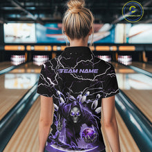 Load image into Gallery viewer, Custom Purple Lightning Grim Reaper Bowling Women Quarter-Zip Shirt, Halloween Outfit IPHW9803