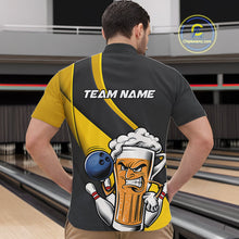 Load image into Gallery viewer, Custom Grunge Yellow Funny Bowling And Beer Quarter-Zip Shirts For Men, Bowling Team Uniform IPHW9608
