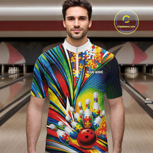 Load image into Gallery viewer, Custom Colorful Autism Awareness Bowling Team Men Quarter-Zip Shirt, Puzzles Bowling Shirt IPHW11196