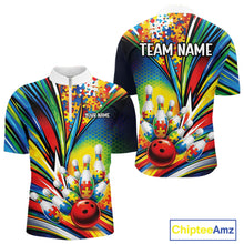 Load image into Gallery viewer, Custom Colorful Autism Awareness Bowling Team Men Quarter-Zip Shirt, Puzzles Bowling Shirt IPHW11196