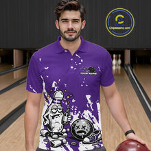 Load image into Gallery viewer, Purple Custom Drunk Bowling Ball And Pin Funny Men Polo Shirt, Bowling And Beer Jersey IPHW11234