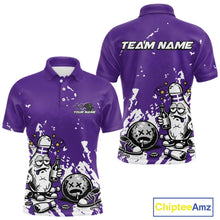 Load image into Gallery viewer, Purple Custom Drunk Bowling Ball And Pin Funny Men Polo Shirt, Bowling And Beer Jersey IPHW11234