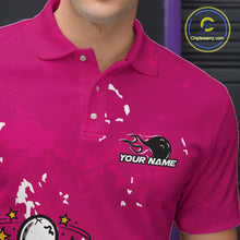 Load image into Gallery viewer, Pink Custom Drunk Bowling Ball And Pin Funny Men Polo Shirt, Bowling And Beer Jersey IPHW11235