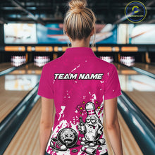 Load image into Gallery viewer, Pink Custom Drunk Bowling Ball And Pin Funny Women Polo Shirt, Bowling And Beer Jersey IPHW11235