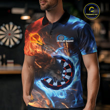Load image into Gallery viewer, Custom Orange And Blue Smoke Flame Wolf Dart Team Men Polo Shirts, Fire Dart Jerseys IPHW10003