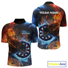 Load image into Gallery viewer, Custom Orange And Blue Smoke Flame Wolf Dart Team Men Quarter-Zip Shirts, Fire Dart Jerseys IPHW10003