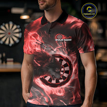 Load image into Gallery viewer, Custom Red Fire Flame Dart Wolf Men Polo Shirts, Dart League Shirt Team Jerseys IPHW10004