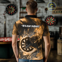 Load image into Gallery viewer, Custom Yellow Fire Flame Dart Wolf Men Polo Shirts, Dart League Shirt Team Jerseys IPHW10005