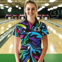 Load image into Gallery viewer, Custom Colorful Bowling Tournament Women Polo Shirt, Bowling League Shirt Team Jerseys IPHW11433
