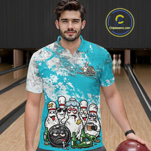 Load image into Gallery viewer, Custom Turquoise Blue Drunk Bowling Ball And Pins Bowling And Beer Shirt, Funny Jersey IPHW11265
