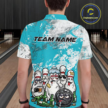 Load image into Gallery viewer, Custom Turquoise Blue Drunk Bowling Ball And Pins Bowling And Beer Shirt, Funny Jersey IPHW11265