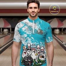Load image into Gallery viewer, Custom Turquoise Blue Drunk Bowling Ball And Pins Bowling And Beer Shirt, Funny Jersey IPHW11265