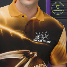 Load image into Gallery viewer, Custom Yellow Lightning Grim Reaper Bowling Polo Shirts For Men, Halloween Bowling Jerseys IPHW9846