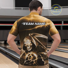 Load image into Gallery viewer, Custom Yellow Lightning Grim Reaper Bowling Quarter-Zip Shirts For Men, Halloween Bowling Jerseys IPHW9846
