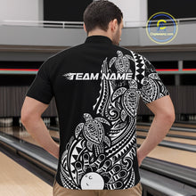 Load image into Gallery viewer, Custom Black And White Polynesian Tribal Turtle Bowling Men Quarter-Zip Team Shirts Outfit IPHW10983