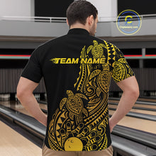 Load image into Gallery viewer, Custom Black And Gold Polynesian Tribal Turtle Bowling Men Quarter-Zip Team Shirts Outfit IPHW10984