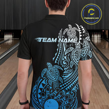 Load image into Gallery viewer, Custom Black And Blue Polynesian Tribal Turtle Bowling Men Polo Team Shirts Outfit IPHW10985