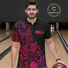 Load image into Gallery viewer, Custom Pink And Purple Polynesian Tribal Turtle Bowling Men Polo Team Shirts Outfit IPHW10987
