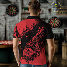 Load image into Gallery viewer, Custom Black And Red Splatter Flame Dart Skull Men Polo Shirt, Grunge Halloween Jerseys IPHW10049