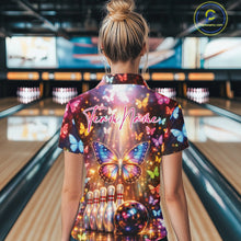 Load image into Gallery viewer, Custom Colorful Butterfly Bowling Women Quarter-Zip Shirt, Bowling Tournament Team Shirt IPHW11030