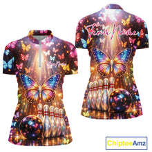 Load image into Gallery viewer, Custom Colorful Butterfly Bowling Women Quarter-Zip Shirt, Bowling Tournament Team Shirt IPHW11030