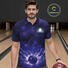 Load image into Gallery viewer, Custom Purple And Blue Galaxy Bowling Team Shirts For Men, Sparkling Sky Bowling Jerseys IPHW10529