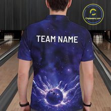 Load image into Gallery viewer, Custom Purple And Blue Galaxy Bowling Team Shirts For Men, Sparkling Sky Bowling Jerseys IPHW10529