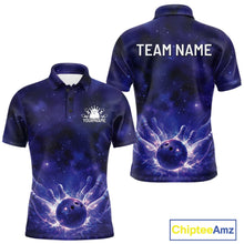 Load image into Gallery viewer, Custom Purple And Blue Galaxy Bowling Team Shirts For Men, Sparkling Sky Bowling Jerseys IPHW10529
