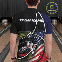Load image into Gallery viewer, Custom Patriotic US Flag Bowling Team Shirts, Freedom Military Camo Men Bowling Jerseys IPHW10531