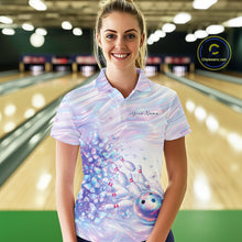 Load image into Gallery viewer, Custom Hologram Butterfly Bowling Women Polo Shirts, Galaxy Ladies Bowling Team Jerseys IPHW11365