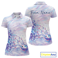 Load image into Gallery viewer, Custom Hologram Butterfly Bowling Women Polo Shirts, Galaxy Ladies Bowling Team Jerseys IPHW11365