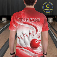 Load image into Gallery viewer, Custom Red Halftone Dots Hexagon Bowling Team Jerseys, Men Polo Bowling Shirt IPHW11375