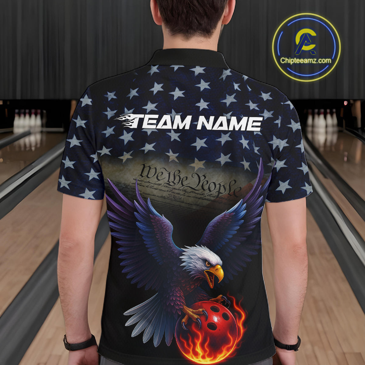 Custom Patriotic We The People Eagle Bowling Team Shirt For Men, Bowling League Shirt IPHW10200
