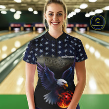 Load image into Gallery viewer, Custom Patriotic We The People Eagle Bowling Team Shirt For Women, Bowling League Shirt IPHW10200
