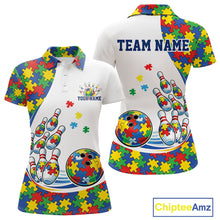 Load image into Gallery viewer, Custom Colorful Puzzles Autism Awareness Bowling Women Polo Shirt, Autism Acceptance Shirt IPHW11200