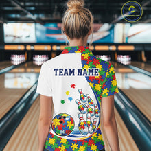 Load image into Gallery viewer, Custom Colorful Puzzles Autism Awareness Bowling Women Shirt, Autism Acceptance Shirt IPHW11200