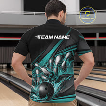 Load image into Gallery viewer, Custom Turquoise Blue Flame Bowling Team Jersey, Bowling Tournament Men Quarter-Zip Shirt IPHW11210