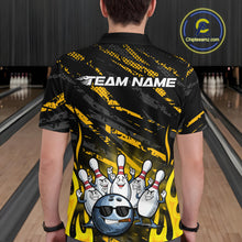 Load image into Gallery viewer, Custom Yellow Camo Funny Flame Bowling Men Polo Shirts, Bowling Team League Shirt IPHW10090