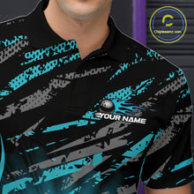 Load image into Gallery viewer, Custom Blue Camo Funny Flame Bowling Men Polo Shirts, Bowling Team League Shirt IPHW10092